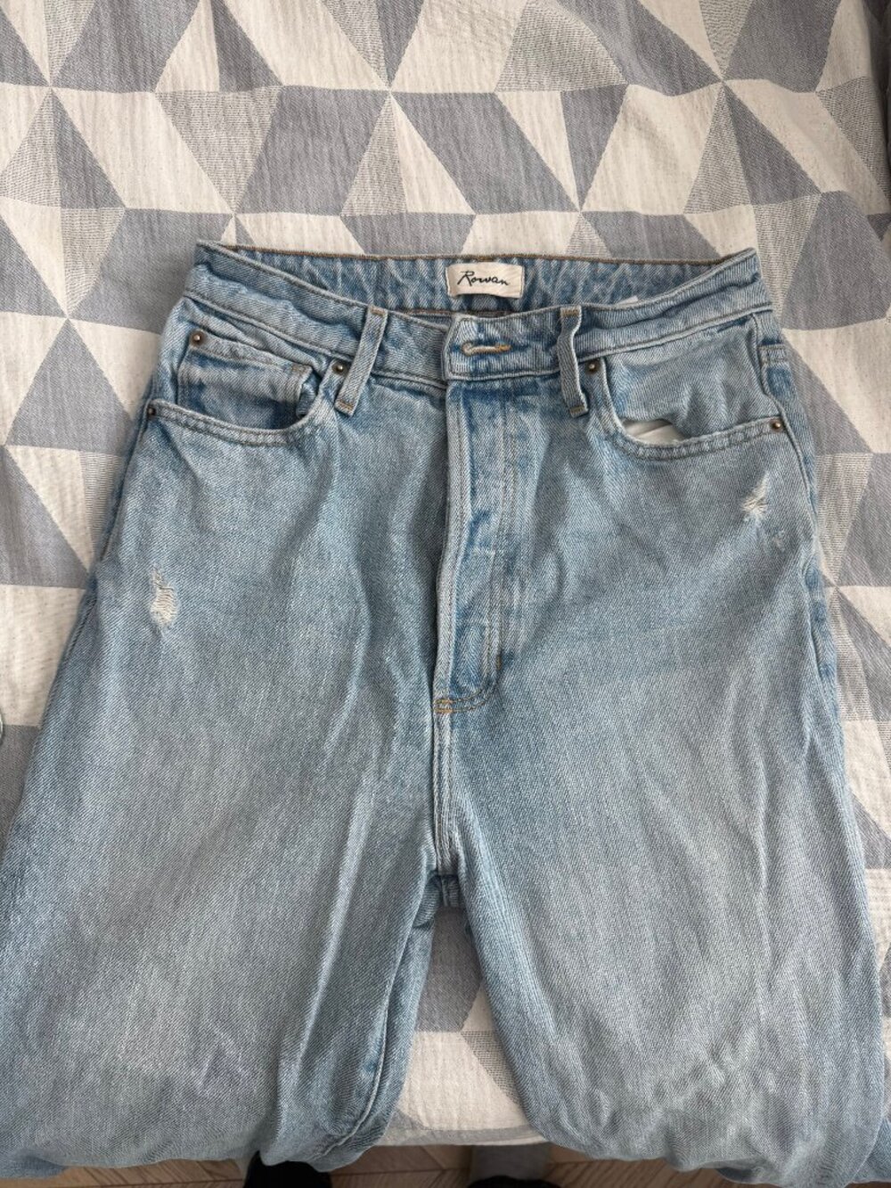 Rowan Hayden High Rise Straight Leg Jeans Light Wash Button Fly 27